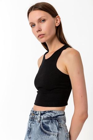 Halter Yaka Crop Top Siyah