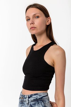 Halter Yaka Crop Top Siyah