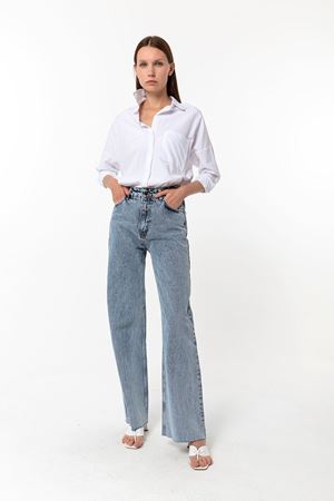 Kadın Mavi Straight Vintage Jean Pantolon - Yüksek Bel Düz Kesim Denim