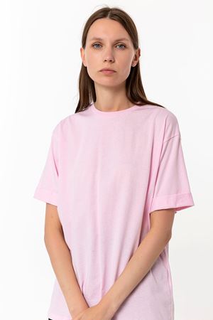 Kadın Pembe %100 Pamuk Oversize T-Shirt - Ekstra Bol Kalıp Basic Tişört