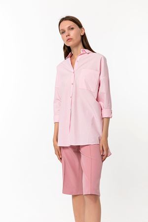 Kadın Pembe %100 Pamuk Poplin Oversize Uzun Kollu Gömlek - Ekstra Bol Kesim