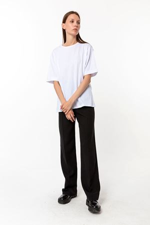 Kadın Beyaz %100 Pamuk Oversize T-Shirt - Ekstra Bol Kalıp Basic Tişört