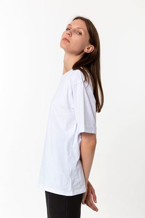 Kadın Beyaz %100 Pamuk Oversize T-Shirt - Ekstra Bol Kalıp Basic Tişört