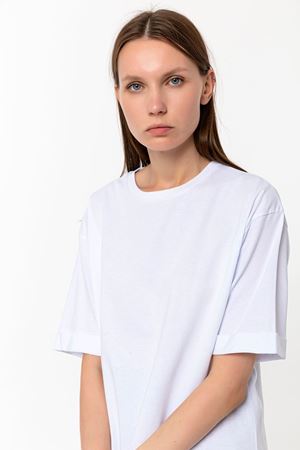 Kadın Beyaz %100 Pamuk Oversize T-Shirt - Ekstra Bol Kalıp Basic Tişört
