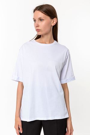 Kadın Beyaz %100 Pamuk Oversize T-Shirt - Ekstra Bol Kalıp Basic Tişört