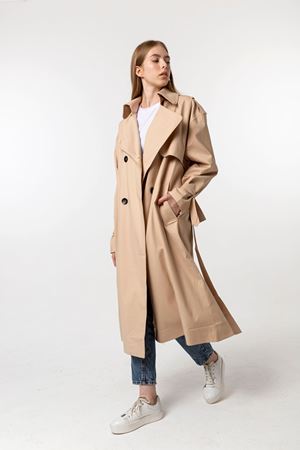 Oversize Astarlı Trençkot Bej