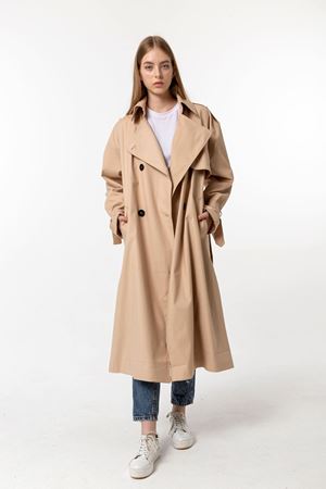 Oversize Astarlı Trençkot Bej