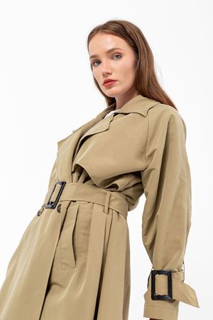 Kadın Matilda Açık Haki Oversize Uzun Trençkot