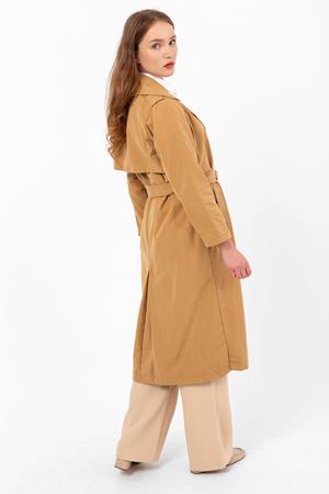 Kadın Marlen Klasik Camel Vintage Uzun Trençkot