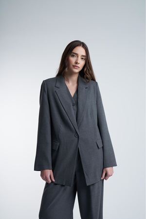 Kadın Oversize Blazer Ceket Gri - Antrasit