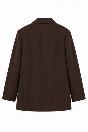 Kadın Tek Düğmeli Oversize Blazer Ceket Acı Kahve