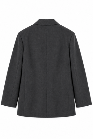 Kadın Tek Düğmeli Oversize Blazer Ceket Gri - Antrasit
