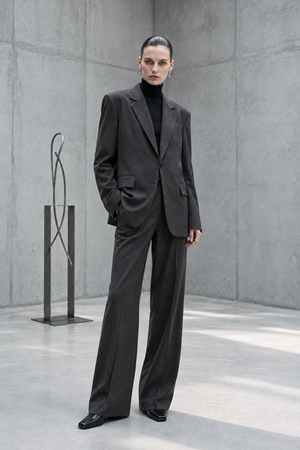 Kadın Tek Düğmeli Oversize Blazer Ceket Gri - Antrasit