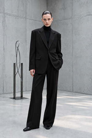 Kadın Tek Düğmeli Oversize Blazer Ceket Siyah