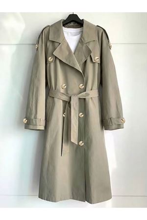 Kadın Milano Gri-Bej Ekstra Bol Kesim Gabardin Trençkot