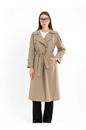 Kadın Milano Gri-Bej Ekstra Bol Kesim Gabardin Trençkot