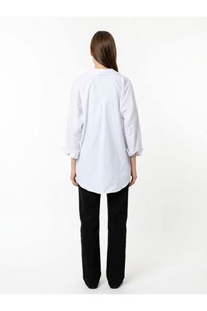 Kadın Beyaz %100 Pamuk Poplin Oversize Uzun Kollu Gömlek - 85 cm Uzun Kesim