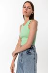 Kadın Yeşil Pamuk Karışımlı Halter Yaka Crop Top - Şık Basic Bluz