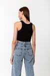 Kadın Siyah Pamuk Karışımlı Halter Yaka Crop Top - Şık Basic Bluz