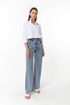Kadın Mavi Straight Vintage Jean Pantolon - Yüksek Bel Düz Kesim Denim