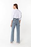 Kadın Mavi Straight Vintage Jean Pantolon - Yüksek Bel Düz Kesim Denim
