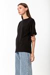 Kadın Siyah %100 Pamuk Oversize T-Shirt - Ekstra Bol Kalıp Basic Tişört