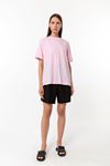 Kadın Pembe %100 Pamuk Oversize T-Shirt - Ekstra Bol Kalıp Basic Tişört