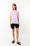Kadın Pembe %100 Pamuk Oversize T-Shirt - Ekstra Bol Kalıp Basic Tişört