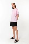 Kadın Pembe %100 Pamuk Oversize T-Shirt - Ekstra Bol Kalıp Basic Tişört