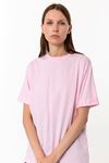 Kadın Pembe %100 Pamuk Oversize T-Shirt - Ekstra Bol Kalıp Basic Tişört