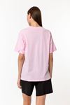 Kadın Pembe %100 Pamuk Oversize T-Shirt - Ekstra Bol Kalıp Basic Tişört