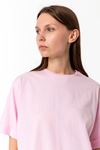Kadın Pembe %100 Pamuk Oversize T-Shirt - Ekstra Bol Kalıp Basic Tişört