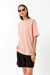 Kadın Pudra Pembe %100 Pamuk Oversize T-Shirt - Ekstra Bol Kalıp Basic Tişört