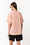 Kadın Pudra Pembe %100 Pamuk Oversize T-Shirt - Ekstra Bol Kalıp Basic Tişört