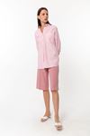Kadın Pembe %100 Pamuk Poplin Oversize Uzun Kollu Gömlek - Ekstra Bol Kesim