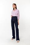 Kadın Lacivert Straight Vintage Jean Pantolon - Yüksek Bel Düz Kesim Denim