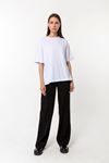 Kadın Beyaz %100 Pamuk Oversize T-Shirt - Ekstra Bol Kalıp Basic Tişört