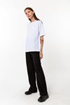 Kadın Beyaz %100 Pamuk Oversize T-Shirt - Ekstra Bol Kalıp Basic Tişört