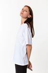 Kadın Beyaz %100 Pamuk Oversize T-Shirt - Ekstra Bol Kalıp Basic Tişört