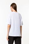 Kadın Beyaz %100 Pamuk Oversize T-Shirt - Ekstra Bol Kalıp Basic Tişört