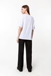 Kadın Beyaz %100 Pamuk Oversize T-Shirt - Ekstra Bol Kalıp Basic Tişört