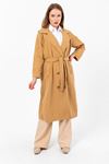 Kadın Marlen Klasik Camel Vintage Uzun Trençkot
