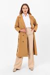 Kadın Marlen Klasik Camel Vintage Uzun Trençkot