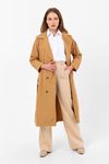 Kadın Marlen Klasik Camel Vintage Uzun Trençkot