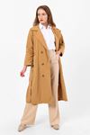 Kadın Marlen Klasik Camel Vintage Uzun Trençkot