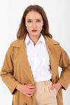Kadın Marlen Klasik Camel Vintage Uzun Trençkot