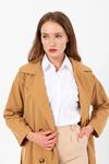 Kadın Marlen Klasik Camel Vintage Uzun Trençkot