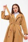 Kadın Marlen Klasik Camel Vintage Uzun Trençkot