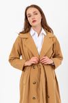 Kadın Marlen Klasik Camel Vintage Uzun Trençkot