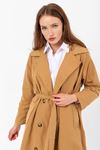 Kadın Marlen Klasik Camel Vintage Uzun Trençkot
